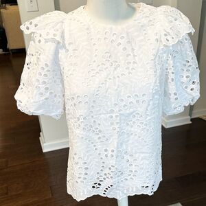 Lilly Pulitzer Aleena Elbow Sleeve Eyelet Top S